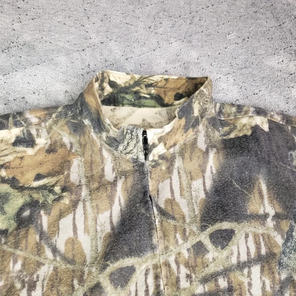 VTG Mossy Oak Jacket Mens XL Camo Zip Up Mock Neck Hunting Pockets Made in USA